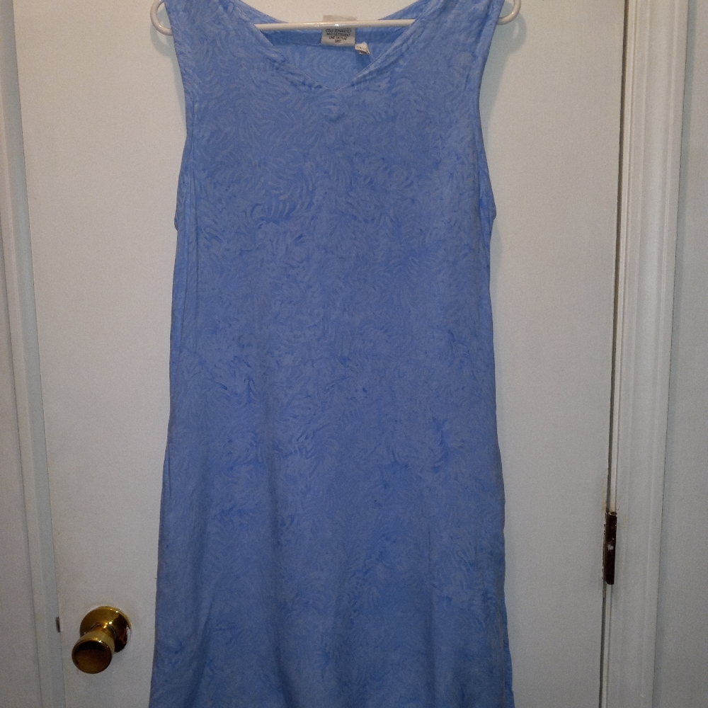 Batik Ball, blue/white print, short summer dress, Large